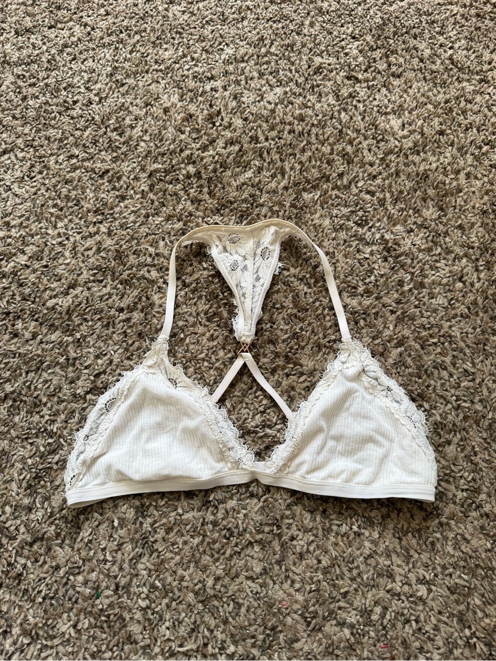 aerie Lace-Trim Ribbed Bralette - Cream